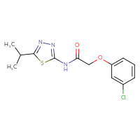 Chemical structure of 2-(3-chlorophenoxy)-N-[5-(propan-2-yl)-1,3,4-thiadiazol-2-yl]acetamide - CSSB00046142806