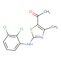 Chemical structure of 1-{2-[(2,3-dichlorophenyl)amino]-4-methyl-1,3-thiazol-5-yl}ethan-1-one - CSSB00025734853