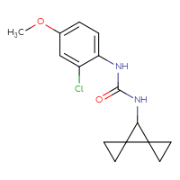 Chemical structure of 1-(2-chloro-4-methoxyphenyl)-3-{dispiro[2.0.2⁴.1³]heptan-7-yl}urea - CSSB01476040315