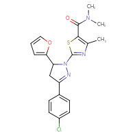Chemical structure of 2-[3-(4-chlorophenyl)-5-(furan-2-yl)-4,5-dihydro-1H-pyrazol-1-yl]-N,N,4-trimethyl-1,3-thiazole-5-carboxamide - CSSB00026570252