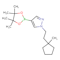 Chemical structure of 1-[2-(1-methylcyclopentyl)ethyl]-4-(4,4,5,5-tetramethyl-1,3,2-dioxaborolan-2-yl)-1H-pyrazole - CSSB17436930174