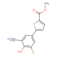 Chemical structure of methyl 5-(3-cyano-5-fluoro-4-hydroxyphenyl)thiophene-2-carboxylate - CSSB21253046573