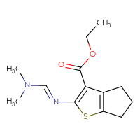 Chemical structure of ethyl 2-[(E)-[(dimethylamino)methylidene]amino]-4H,5H,6H-cyclopenta[b]thiophene-3-carboxylate - CSSB00160290382