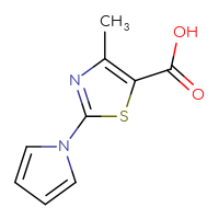 Chemical structure of 4-methyl-2-(1H-pyrrol-1-yl)-1,3-thiazole-5-carboxylic acid - CSSB00000724064
