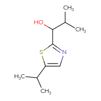 Chemical structure of 2-methyl-1-[5-(propan-2-yl)-1,3-thiazol-2-yl]propan-1-ol - CSSB20671651636