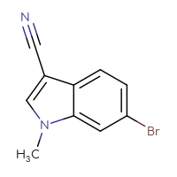 Chemical structure of 6-bromo-1-methyl-1H-indole-3-carbonitrile - CSSB00021272871