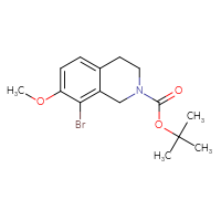Chemical structure of tert-butyl 8-bromo-7-methoxy-1,2,3,4-tetrahydroisoquinoline-2-carboxylate - CSSB03496569076