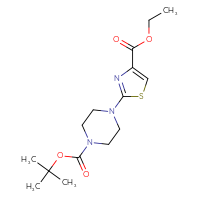 Chemical structure of tert-butyl 4-[4-(ethoxycarbonyl)-1,3-thiazol-2-yl]piperazine-1-carboxylate - CSSB00000059988