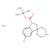 Chemical structure of tert-butyl 5-chloro-1,2-dihydrospiro[indole-3,4'-piperidine]-1-carboxylate hydrochloride - CSSB00020623042