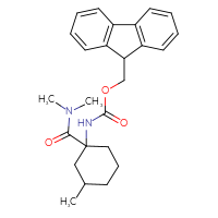 Chemical structure of (9H-fluoren-9-yl)methyl N-[1-(dimethylcarbamoyl)-3-methylcyclohexyl]carbamate - CSSB21043404370