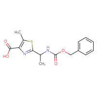 Chemical structure of 2-(1-{[(benzyloxy)carbonyl]amino}ethyl)-5-methyl-1,3-thiazole-4-carboxylic acid - CSSB02126361430