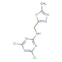 Chemical structure of 4,6-dichloro-N-[(5-methyl-1,3,4-thiadiazol-2-yl)methyl]-1,3,5-triazin-2-amine - CSSB00016741023