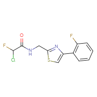 Chemical structure of 2-chloro-2-fluoro-N-{[4-(2-fluorophenyl)-1,3-thiazol-2-yl]methyl}acetamide - CSSB21332078048