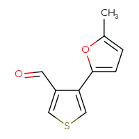 Chemical structure of 4-(5-methylfuran-2-yl)thiophene-3-carbaldehyde - CSSB00102720760