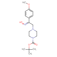 Chemical structure of tert-butyl 4-[2-(hydroxyimino)-2-(4-methoxyphenyl)ethyl]piperazine-1-carboxylate - CSSB00025739596
