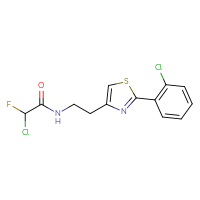 Chemical structure of 2-chloro-N-{2-[2-(2-chlorophenyl)-1,3-thiazol-4-yl]ethyl}-2-fluoroacetamide - CSSB21332116390