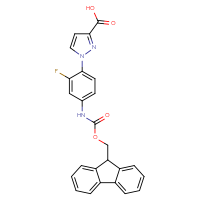 Chemical structure of 1-[4-({[(9H-fluoren-9-yl)methoxy]carbonyl}amino)-2-fluorophenyl]-1H-pyrazole-3-carboxylic acid - CSSB00103149490