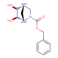 Chemical structure of rac-benzyl (1R,4R,5R,6S)-5,6-dihydroxy-2-azabicyclo[2.2.1]heptane-2-carboxylate - CSSB02125632809