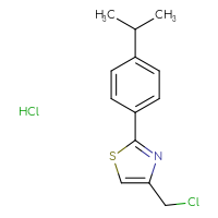 Chemical structure of 4-(chloromethyl)-2-[4-(propan-2-yl)phenyl]-1,3-thiazole hydrochloride - CSSB00000694812