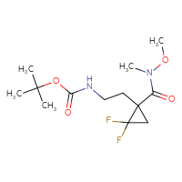 Chemical structure of tert-butyl N-(2-{2,2-difluoro-1-[methoxy(methyl)carbamoyl]cyclopropyl}ethyl)carbamate - CSSB20542834292