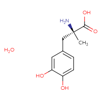 Chemical structure of (2S)-2-amino-3-(3,4-dihydroxyphenyl)-2-methylpropanoic acid hydrate - CSSB00020648073