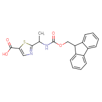 Chemical structure of 2-[1-({[(9H-fluoren-9-yl)methoxy]carbonyl}amino)ethyl]-1,3-thiazole-5-carboxylic acid - CSSB00102662693