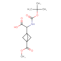 Chemical structure of 2-{[(tert-butoxy)carbonyl]amino}-2-[3-(methoxycarbonyl)bicyclo[1.1.1]pentan-1-yl]acetic acid - CSSB14826188726