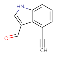 Chemical structure of 4-ethynyl-1H-indole-3-carbaldehyde - CSSB00000112256