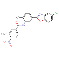 Chemical structure of N-[5-(5-chloro-1,3-benzoxazol-2-yl)-2-methylphenyl]-3-methyl-4-nitrobenzamide - CSSB00103160215