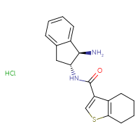 Chemical structure of N-[(1R,2R)-1-amino-2,3-dihydro-1H-inden-2-yl]-4,5,6,7-tetrahydro-1-benzothiophene-3-carboxamide hydrochloride - CSSB00161162981