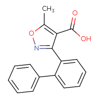 Chemical structure of 3-{[1,1'-biphenyl]-2-yl}-5-methyl-1,2-oxazole-4-carboxylic acid - CSSB14813044758