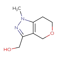 Chemical structure of {1-methyl-1H,4H,6H,7H-pyrano[4,3-c]pyrazol-3-yl}methanol - CSSB02495364904
