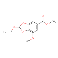Chemical structure of methyl 2-ethoxy-7-methoxy-2H-1,3-benzodioxole-5-carboxylate - CSSB06835379404
