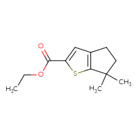 Chemical structure of ethyl 6,6-dimethyl-4H,5H,6H-cyclopenta[b]thiophene-2-carboxylate - CSSB14817901946