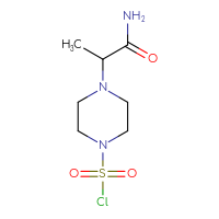 Chemical structure of 4-(1-carbamoylethyl)piperazine-1-sulfonyl chloride - CSSB14978150887