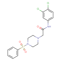 Chemical structure of 2-[4-(benzenesulfonyl)piperazin-1-yl]-N-(3,4-dichlorophenyl)acetamide - CSSB00026402942