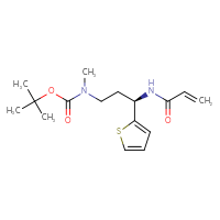 Chemical structure of tert-butyl N-methyl-N-[(3R)-3-(prop-2-enamido)-3-(thiophen-2-yl)propyl]carbamate - CSSB21332042019