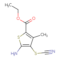Chemical structure of ethyl 5-amino-4-(cyanosulfanyl)-3-methylthiophene-2-carboxylate - CSSB00000023261