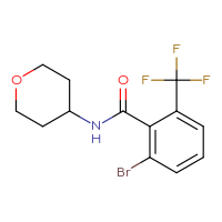 Chemical structure of 2-bromo-N-(oxan-4-yl)-6-(trifluoromethyl)benzamide - CSSB01434726045