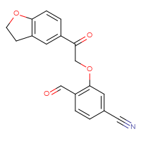 Chemical structure of 3-[2-(2,3-dihydro-1-benzofuran-5-yl)-2-oxoethoxy]-4-formylbenzonitrile - CSSB21414459131