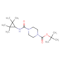 Chemical structure of tert-butyl 4-[(2,2,3,3-tetramethylcyclopropyl)carbamoyl]piperazine-1-carboxylate - CSSB00199744314