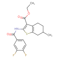 Chemical structure of ethyl 2-(3,4-difluorobenzamido)-6-methyl-4,5,6,7-tetrahydro-1-benzothiophene-3-carboxylate - CSSB00026720633