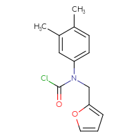 Chemical structure of N-(3,4-dimethylphenyl)-N-[(furan-2-yl)methyl]carbamoyl chloride - CSSB06285716706