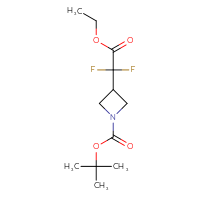 Chemical structure of tert-butyl 3-(2-ethoxy-1,1-difluoro-2-oxoethyl)azetidine-1-carboxylate - CSSB00050626995
