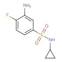 Chemical structure of 3-amino-N-cyclopropyl-4-fluorobenzene-1-sulfonamide - CSSB00000758017