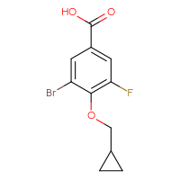 Chemical structure of 3-bromo-4-(cyclopropylmethoxy)-5-fluorobenzoic acid - CSSB03219875877