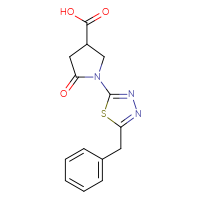 Chemical structure of 1-(5-benzyl-1,3,4-thiadiazol-2-yl)-5-oxopyrrolidine-3-carboxylic acid - CSSB00138414852