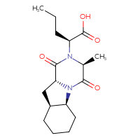 Chemical structure of (2S)-2-[(3S,5aS,9aS,10aR)-3-methyl-1,4-dioxo-dodecahydropyrazino[1,2-a]indol-2-yl]pentanoic acid - CSSB06633789273