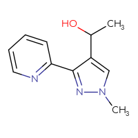 Chemical structure of 1-[1-methyl-3-(pyridin-2-yl)-1H-pyrazol-4-yl]ethan-1-ol - CSSB21230187793