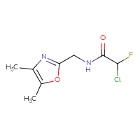 Chemical structure of 2-chloro-N-[(4,5-dimethyl-1,3-oxazol-2-yl)methyl]-2-fluoroacetamide - CSSB03437858341